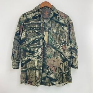 Game Winner Youth XL Hunting Camo Camouflage Long Sleeve Button Up Cotton Shirt